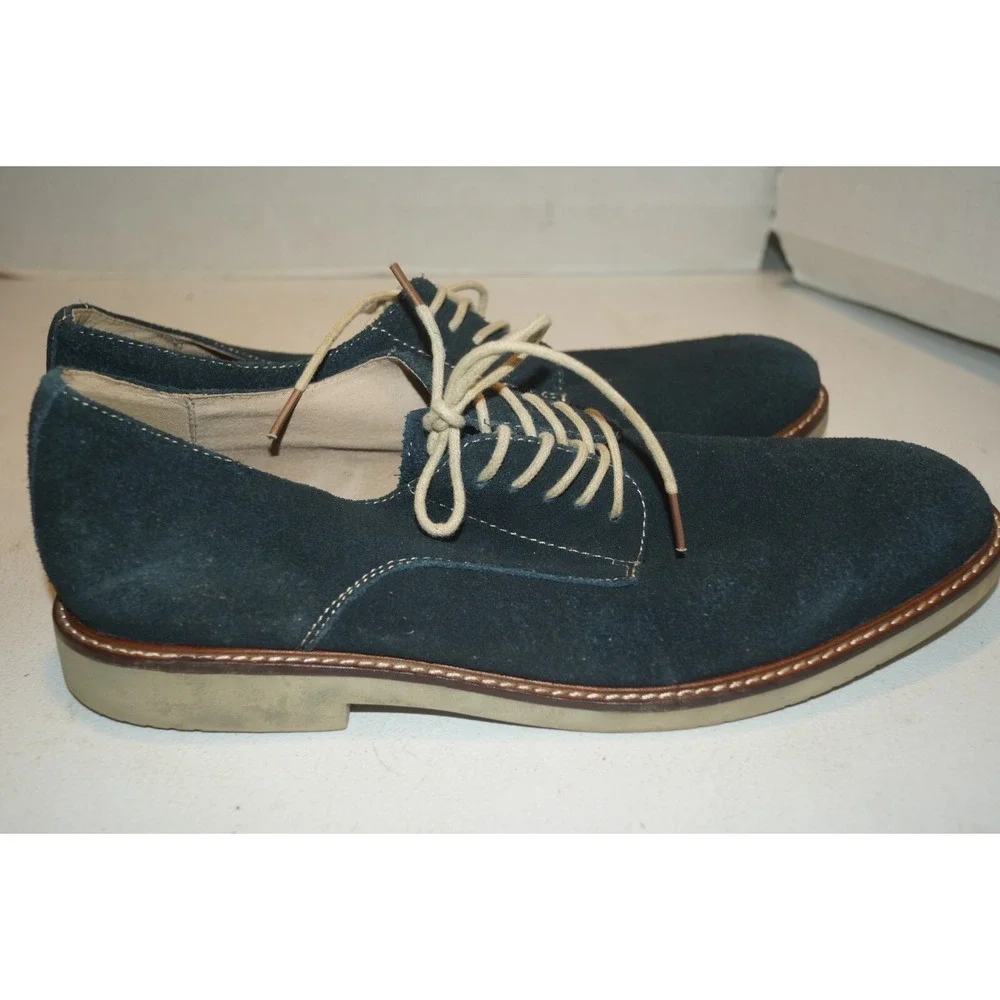 Aston Grey Dien Blue Suede Oxford Men's Shoes Size 10.5